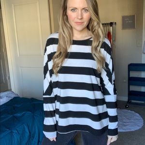 Shein - Striped Baggy Long Sleeve